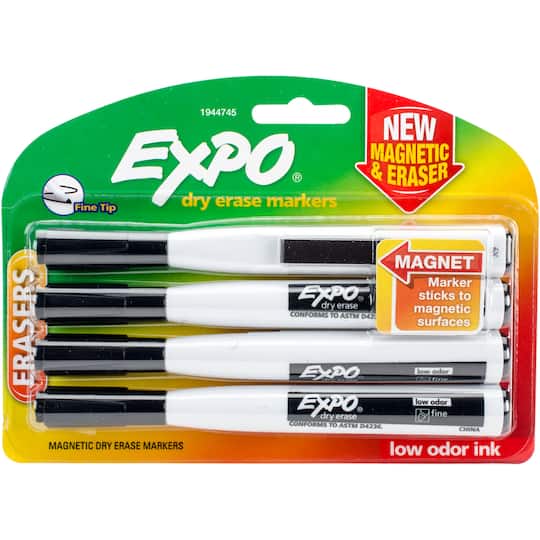Expo&#xAE; Black Magnetic Dry Erase Fine Marker &#x26; Eraser Set